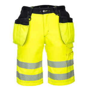Krótkie spodnie ostrzegawcze PW3 z kieszeniami kaburowymi